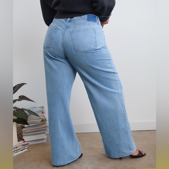 Abercrombie & Fitch Curve Love Wide Leg High Rise Jean blue plus size 34 regular - Picture 2 of 12